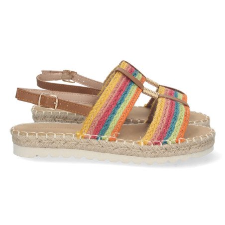Sandalias planas forradas en yute hebilla mujer multi color