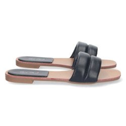 Sandalias planas para mujer pala acolchada color negro 2S41