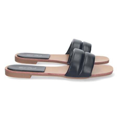 Sandalias planas para mujer pala acolchada color negro 2S41