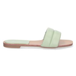 Sandalias planas color verde para mujer pala acolchada 2S41