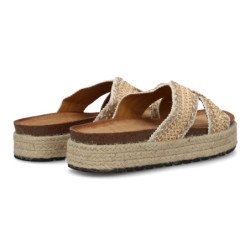 Sandalias planas en yute pala trenzada para mujer color beige 3U11
