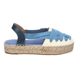Alpargatas planas en yute estilo valenciana para mujer azul 3U18