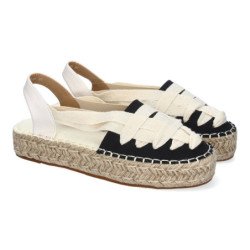 Alpargatas planas en yute estilo valenciana para mujer negro 3U18