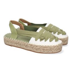 Alpargatas planas en yute estilo valenciana para mujer verde 3U18