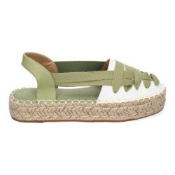 Alpargatas planas en yute estilo valenciana para mujer verde 3U18