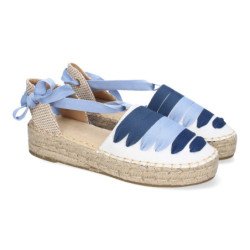 Alpargatas planas en yute estilo valenciana para mujer color azul 3U27