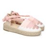Alpargatas planas en yute estilo valenciana para mujer color rosa 3U27