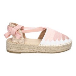Alpargatas planas en yute estilo valenciana para mujer color rosa 3U27