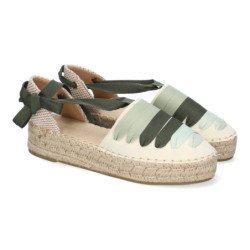 Alpargatas planas en yute estilo valenciana para mujer color verde 3U27