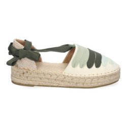 Alpargatas planas en yute estilo valenciana para mujer color verde 3U27
