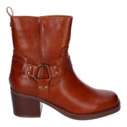 Botines de tacón medio estilo motero mujer color camel 4320