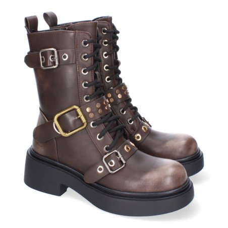 Bota de tacón para mujer comodas y elegantes adornos de hebillas
