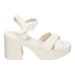 Sandalias de tacón cómodo fiesta para mujer color beige 5Q100