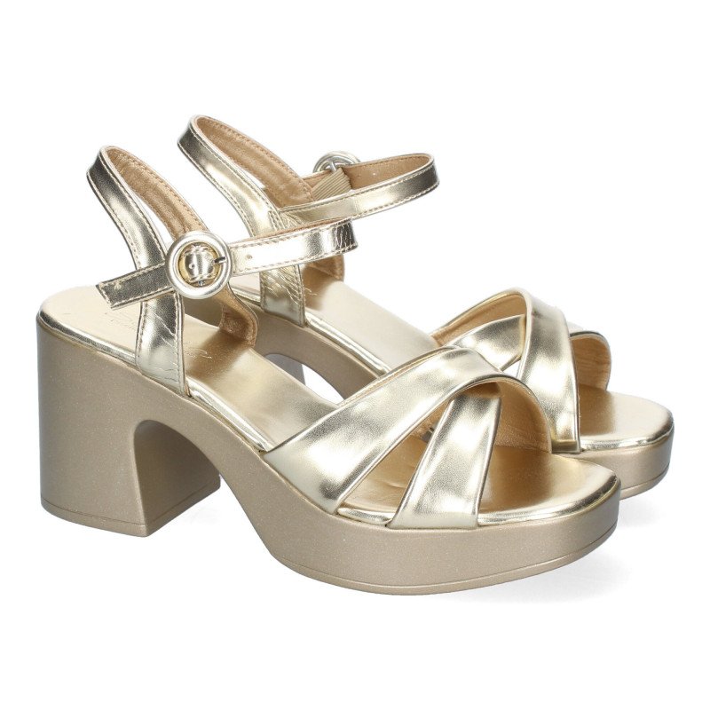 Sandalias doradas de tacón cómodo fiesta para mujer 5Q100 Sandalias doradas de tacón cómodo fiesta para mujer 5Q100