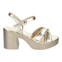 Sandalias doradas de tacón cómodo fiesta para mujer 5Q100