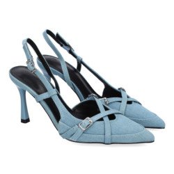 Zapatos de vestir tacón fino para mujer color azul 5U13