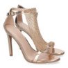 Sandalias de fiesta tacón alto brillante mujer color champán 6864