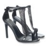 Sandalias de fiesta tacón alto brillante mujer color negro 6864