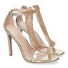 Sandalias doradas de fiesta tacón alto brillante mujer 6864