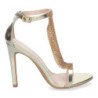 Sandalias doradas de fiesta tacón alto brillante mujer 6864