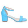 Sandalias de tacón bajo fiesta mujer hebilla color azul 6890