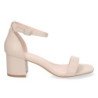 Sandalias de tacón bajo fiesta mujer hebilla color beige 6890