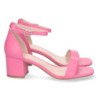 Sandalias de tacón bajo fiesta mujer hebilla color fucsia 6890