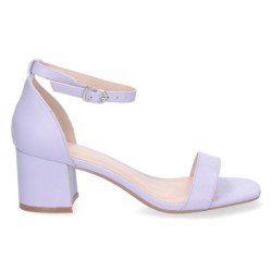 Sandalias de tacón bajo fiesta mujer hebilla color lila 6890