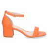 Sandalias de tacón bajo fiesta mujer hebilla color naranja 6890