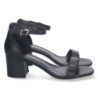 Sandalias de tacón bajo fiesta mujer hebilla color negro 6890