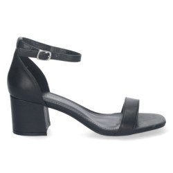 Sandalias de tacón bajo fiesta mujer hebilla color negro 6890