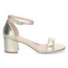 Sandalias doradas de tacón bajo fiesta mujer hebilla 6890