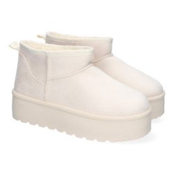 Botines australianos con plataforma y pelo para mujer color blanco 6BKA