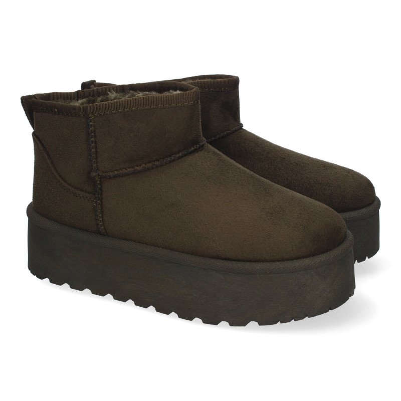 Botas australianas de plataforma y pelo para mujer color verde 6BKA