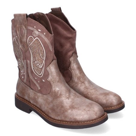 Botas planas estilo vaqueros para mujer color marrón 7925