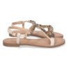 Sandalias planas cómoda con avalorios mujer color beige 7978