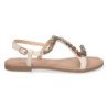Sandalias planas cómoda con avalorios mujer color beige 7978