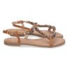 Sandalias planas cómoda con avalorios mujer color camel 7978