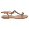 Sandalias planas cómoda con avalorios mujer color camel 7978