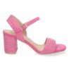 Sandalias de tacón medio con yute y hebilla pala simple mujer color fucsia 8852