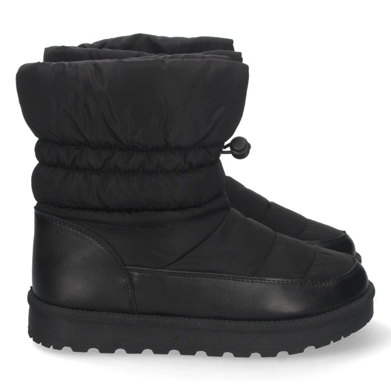 Botas bajas negras acolchadas cierre elástico mujer