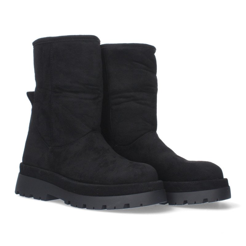 Botas planas estilo autralianas forradas de pelo mujer color negro