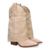Botines de tacón cómodo estilo campero polaina para mujer color beige 9657A