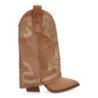Botines de tacón cómodo estilo campero polaina para mujer color camel 9657A