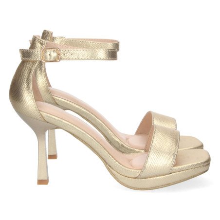 Sandalias doradas de tacon fino para fiesta mujer