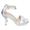 Sandalias plateadas de tacon fino para fiesta mujer