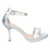 Sandalias plateadas de tacon fino para fiesta mujer