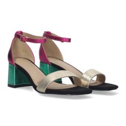 Sandalias de tacón para fiesta cómodo mujer multicolor A-2402