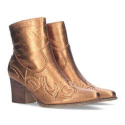 Botines camperos de tacón medio campero cowboy mujer bronce