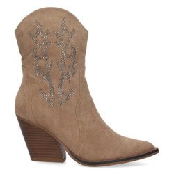 Botines cowboy tacón campero mujer brillo en caña color apricot